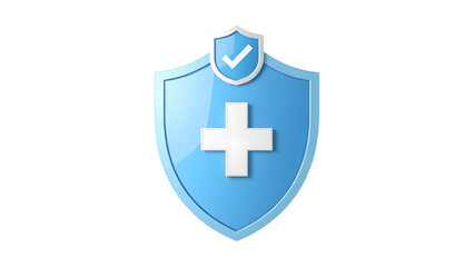 Obraz premium Blue shield with white cross symbol representing medical aid or health protection
