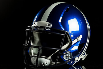 Fototapeta premium Shiny Blue Football Helmet Close-up