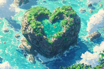 Heart-Shaped Island Paradise