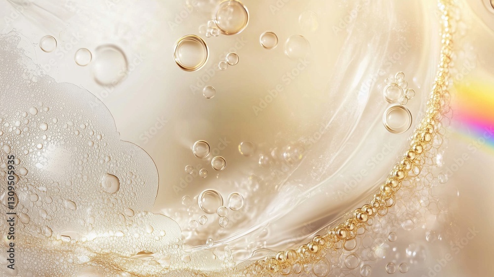 Poster elegant abstract background featuring delicate golden lace elements and shimmering bubbles illuminat