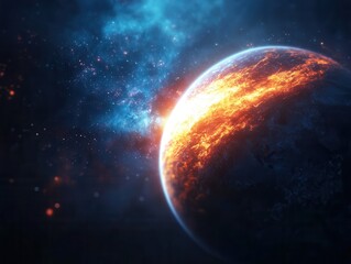 Obraz premium Exploring vivid alien landscapes and vibrant celestial wonders in unexplored galaxies filled with mysteries. Generative AI