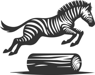 Zebra leaping over a log animal silhouette