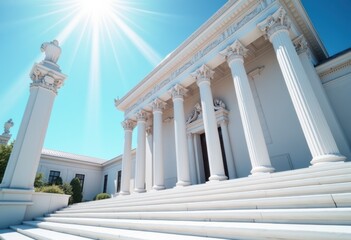 Fototapeta premium stunning visions majestic neoclassical columns elegantly rising vibrant clear blue sky, architecture, neoclassicism, landmark, structure, symmetry