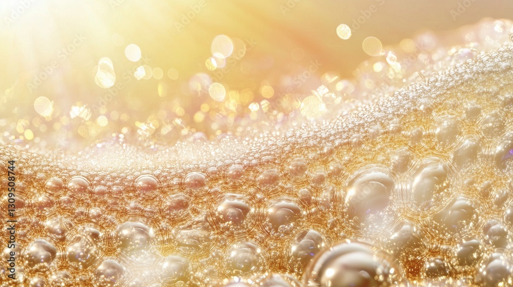 Poster elegant abstract background featuring delicate golden lace elements and shimmering bubbles illuminat