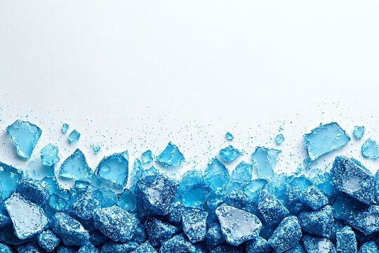 Blue crystals scattered on white background (1) - Powered by Adobe