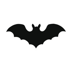 Bat Black Silhouette Bat Vector: Minimalist Nocturnal Creature for Halloween and Spooky Designs