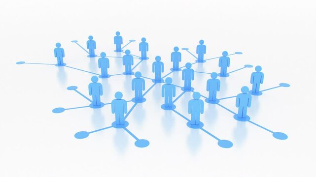 Social Network Growing 3d Animation. Population Increase Illustration. Number of People Growing. Hierarchy, Connections and Communications. Lines and Dots, Men Links Business Concept 4k.