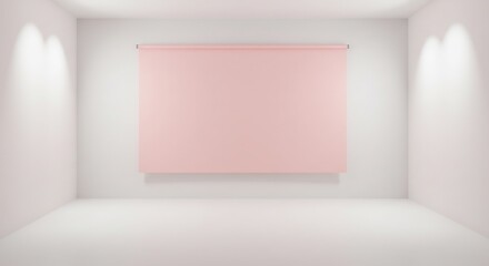 Soft Pink Wall Display Gently Lit. AI Generated