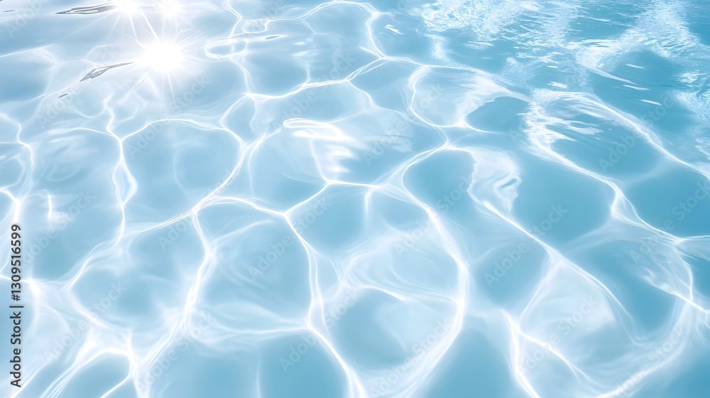 Poster tranquil and serene image of a crystal clear water surface with gentle ripples and waves reflecting 