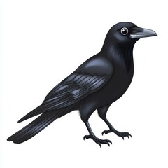 Fototapeta premium Black Crow Detailed Illustration on White Background