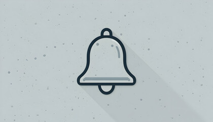 Bell Ringing Notification Icon with Long Shadow on Textured Background