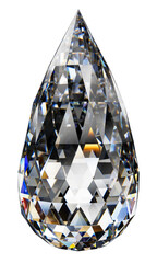 A brilliant briolette on a white background. High-resolution 3D rendering.