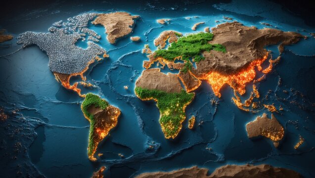 World resources map showcasing natural resources and global distribution