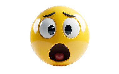 A high-quality 3D emoji showcasing a wide-eyed and open-mouthed look of astonishment Isolated on transparent background PNG