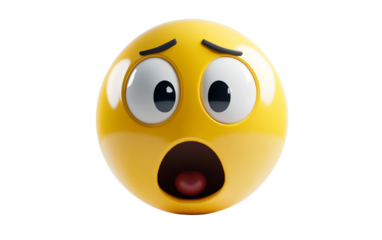 A high-quality 3D emoji showcasing a wide-eyed and open-mouthed look of astonishment Isolated on transparent background PNG