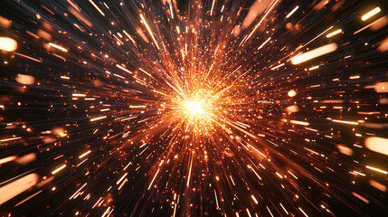 Abstract bright orange and red light streaks explosion background art fire glow shiny power speed