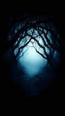Obraz premium Dark Forest Path Illustration