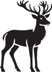 Fototapeta premium black deer silhouette vector, deer vector illustration, deer logo vector, deer vector icon, deer silhouette vector isolated on white background