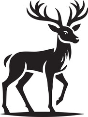 Obraz premium black deer silhouette vector, deer vector illustration, deer logo vector, deer vector icon, deer silhouette vector isolated on white background