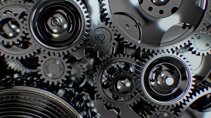 Macro shot of gears moving in unison, showcasing a precise mechanical system. The gears represent teamwork, synchronization, and the efficiency of a structured process. - Powered by Adobe