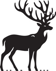 Obraz premium black deer silhouette vector, deer vector illustration, deer logo vector, deer vector icon, deer silhouette vector isolated on white background