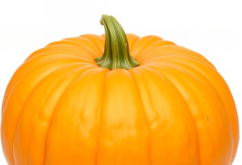 Obraz premium Close Up of a Vibrant Orange Pumpkin with Green Stem Isolated