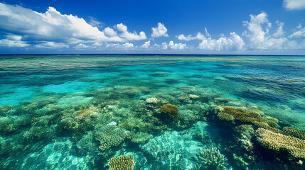 Fototapeta premium A panoramic view of the Great Barrier Reef, showing its rich and diverse coral formations 