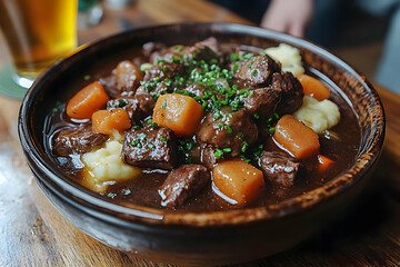 Hearty Beef Stew With Mashed Potatoes