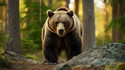 Fototapeta premium Brown bear in the forest 