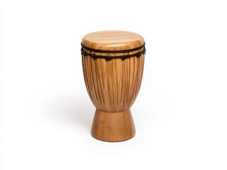 Brown Wooden Djembe Drum on White Background