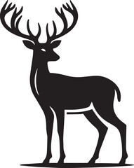 Obraz premium black deer silhouette vector, deer vector illustration, deer logo vector, deer vector icon, deer silhouette vector isolated on white background