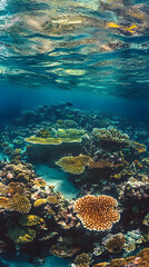 Obraz premium A panoramic view of the Great Barrier Reef, showing its rich and diverse coral formations 