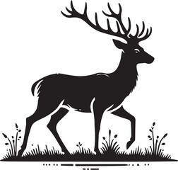 black deer silhouette vector, deer vector illustration, deer logo vector, deer vector icon, deer silhouette vector isolated on white background