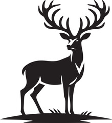 black deer silhouette vector, deer vector illustration, deer logo vector, deer vector icon, deer silhouette vector isolated on white background