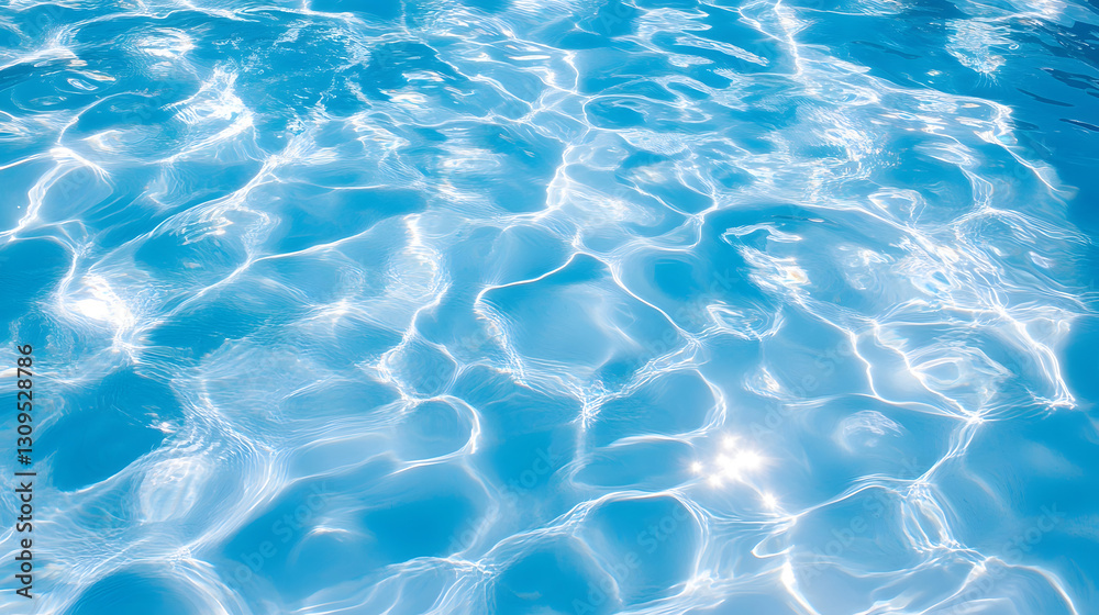 Poster Tranquil Turquoise Waters of a Pristine Swimming Pool with Shimmering Reflections and Rippling Patterns  Serene and Calming Natural Background for Relaxation Vacation and Leisure Concepts
