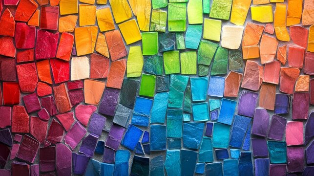 Abstract mosaic background with rainbow tiles, representing the diverse and colorful nature of the LGBT community - Powered by Adobe