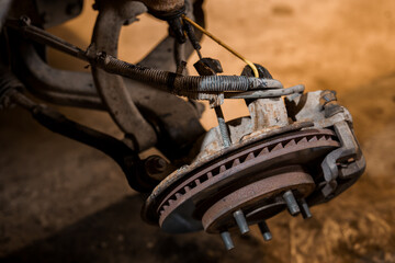 Car Brake Assembly and Suspension Components in Detail