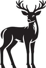 Obraz premium black deer silhouette vector, deer vector illustration, deer logo vector, deer vector icon, deer silhouette vector isolated on white background