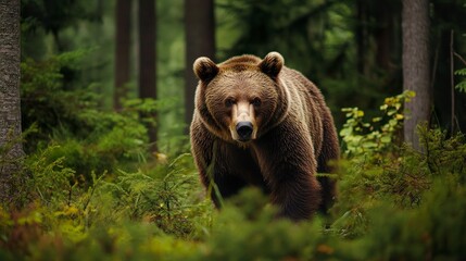 Fototapeta premium Brown bear in the forest 