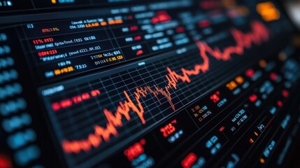 Stock market data displayed on screen
