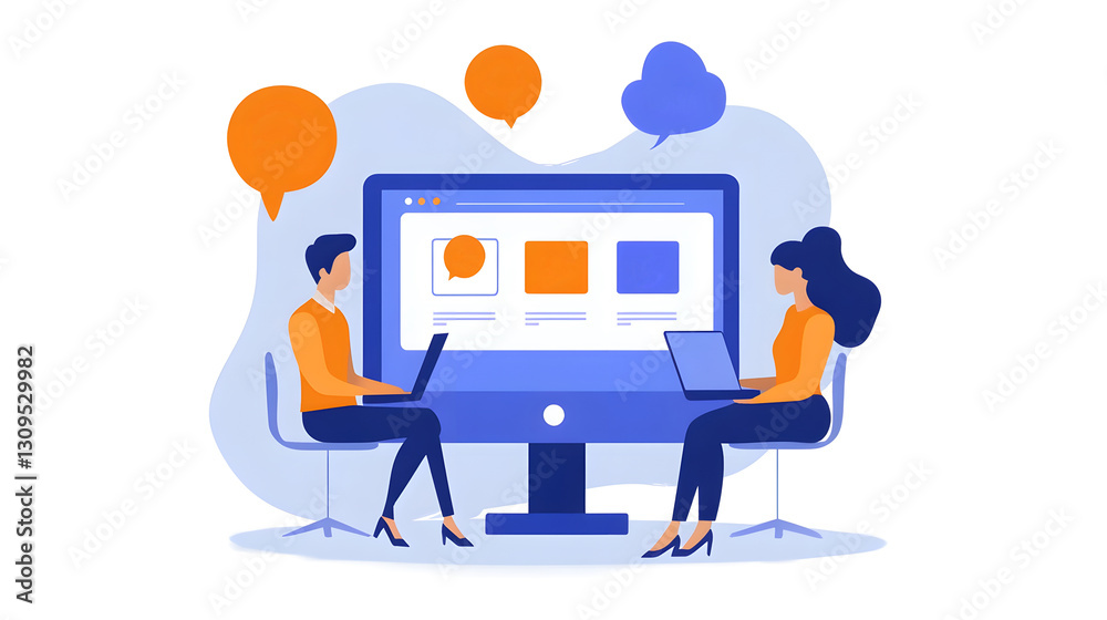 Leinwandbilder two business professionals collaborating on a digital presentation together at a modern office works