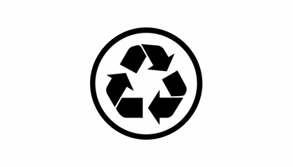 Obraz premium Recycling Arrow Symbol Black and White Minimalist Circle Design
