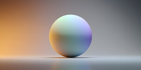 Smoothly illuminated sphere showcasing a vibrant, multicolored gradient, casting a soft shadow on a muted, subtly colored surface.
