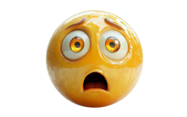 A three-dimensional emoji featuring a face with an astonished expression displaying shock and disbelief Isolated on transparent background PNG