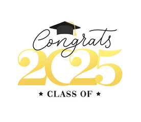 Class of 2025 vector illustration. Festive celebration design for graduation events and announcements. Congratulations graduates design template for social media posts to honor graduates.