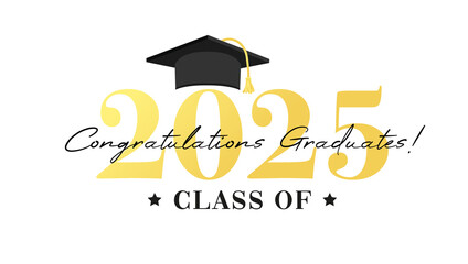 Class of 2025 vector illustration. Festive celebration design for graduation events and announcements. Congratulations graduates design template for social media posts to honor graduates.