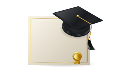 Graduation cap and diploma certificate design for class of 2025 with celebratory elements and elegant color scheme. Class of 2025 vector illustration design template. Congratulations graduates design.