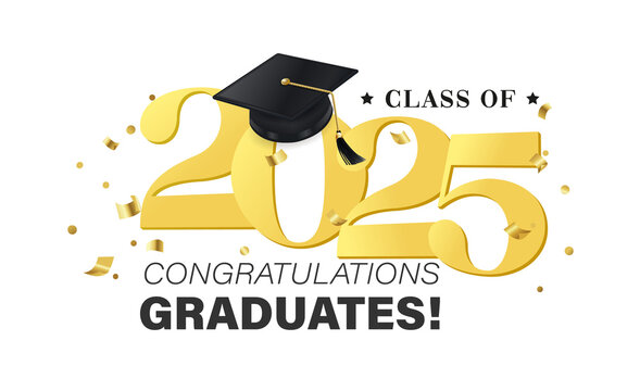 Class of 2025 vector illustration. Festive celebration design for graduation events and announcements. Congratulations graduates design template for social media posts to honor graduates.