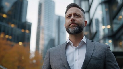 Confident company leader in sharp suit, embodying leadership and vision.
