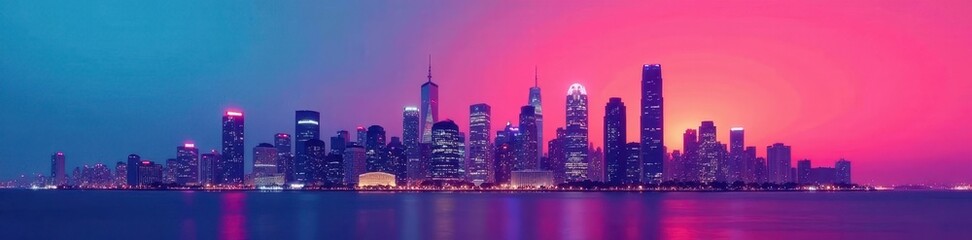 Fototapeta premium Abstract gradient city skyline, modern corporate buildings , image, design
